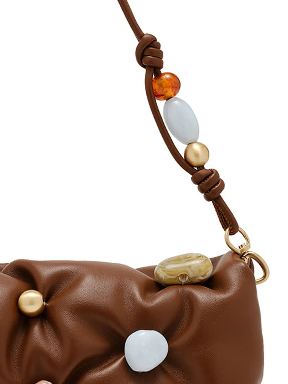 Cult Gaia Amalia leren schoudertas - Bruin