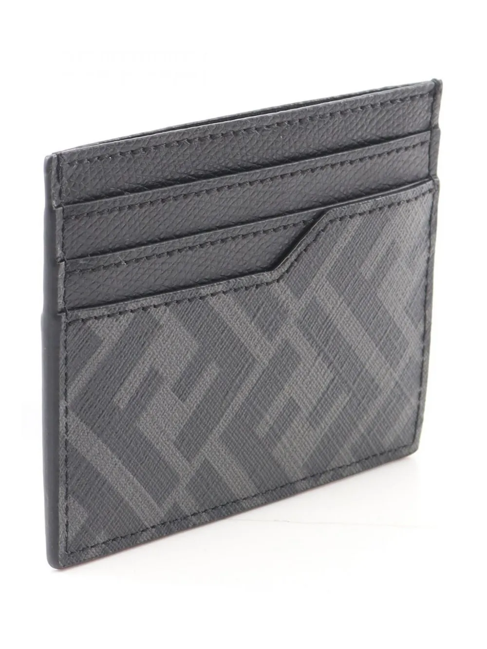 Pre-owned Fendi 2010-2025 Leather Zucca Card Holder In Black