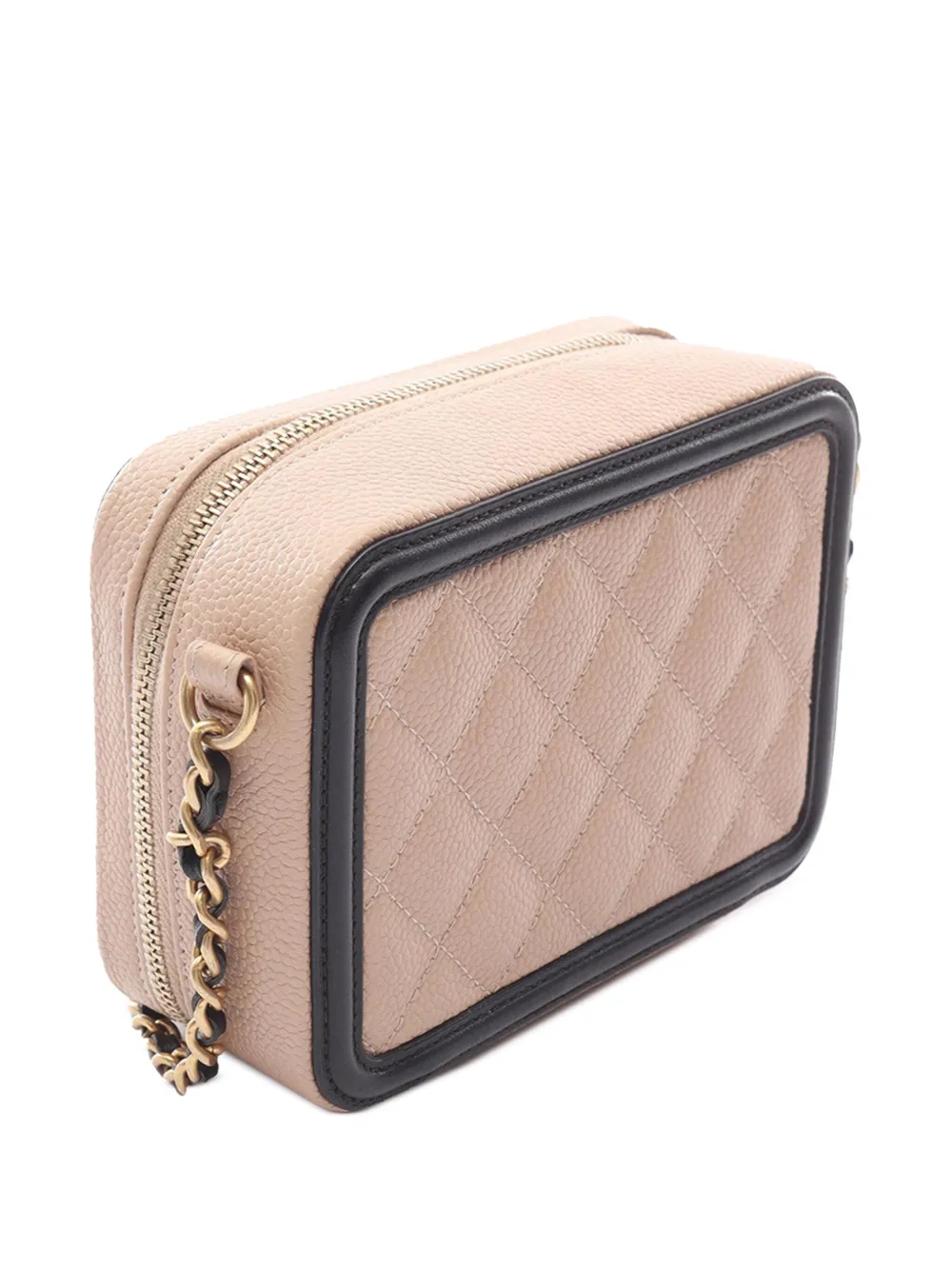 Pre-owned Chanel 2019 Mini Caviar Cc Filigree Vanity Case Satchel In Pink