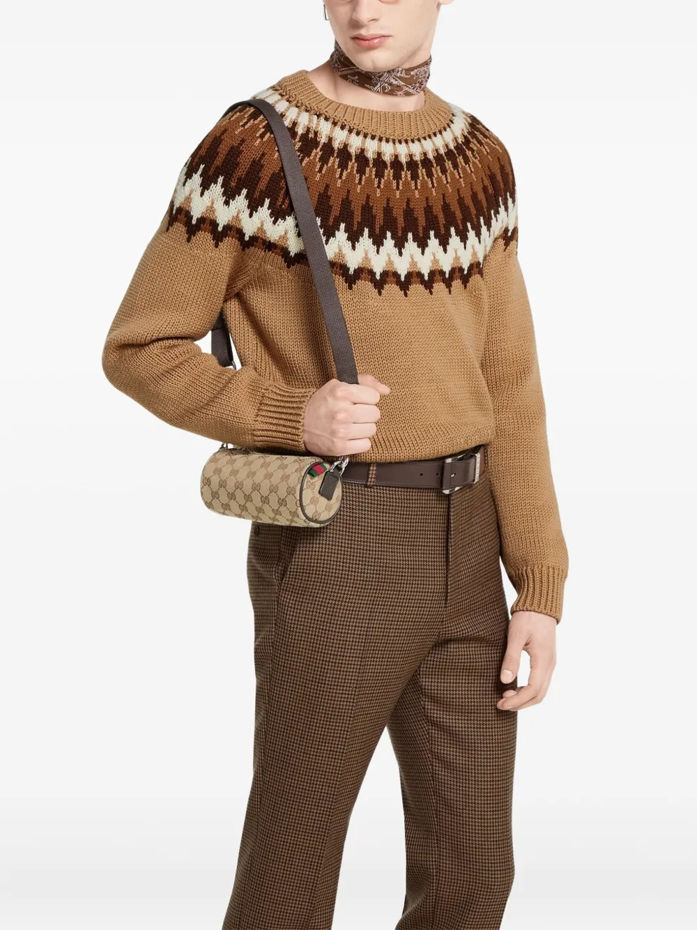 Gucci gg canvas web shoulder bag - Beige