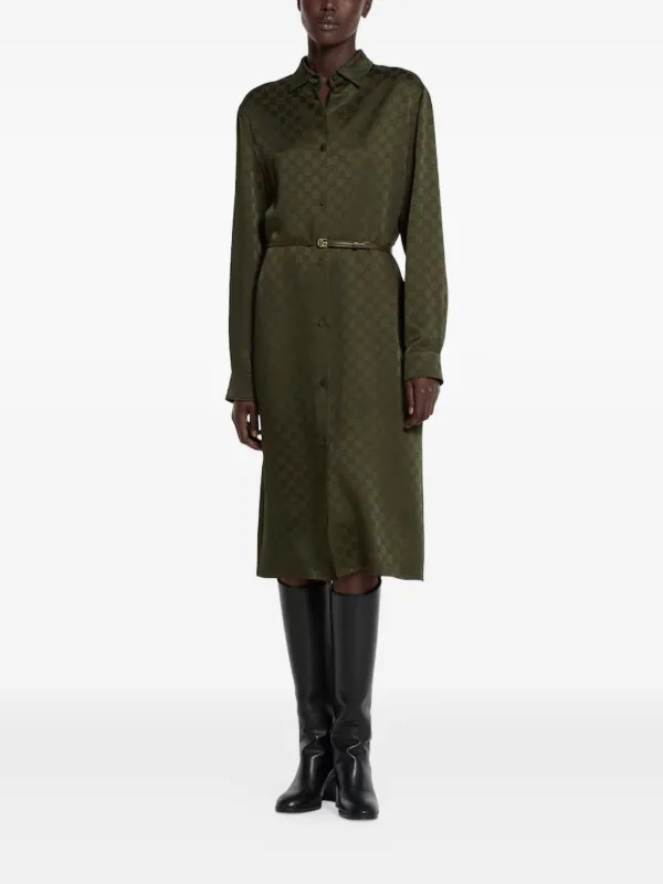 Gucci classic-collar Shirt Midi Dress | Green | FARFETCH