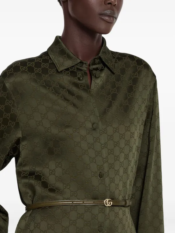 Gucci classic-collar Shirt Midi Dress | Green | FARFETCH