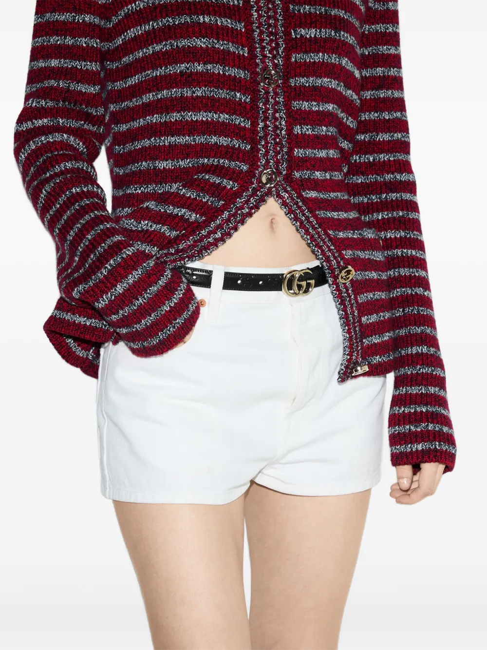 Gucci Double G Buckle Leather Belt In Black