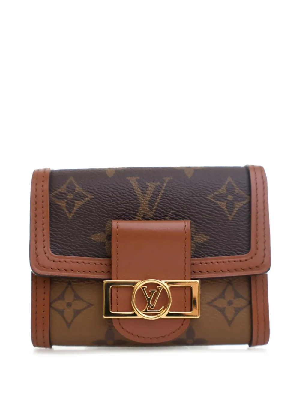 Pre-owned Louis Vuitton 2021-2025 Monogram Reverse Dauphine Compact Wallet Small Wallets In Brown