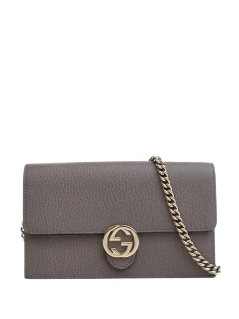Gucci Pre-Owned 2016-2025 Leather Interlocking G Dollar Wallet on Chain crossbody bag
