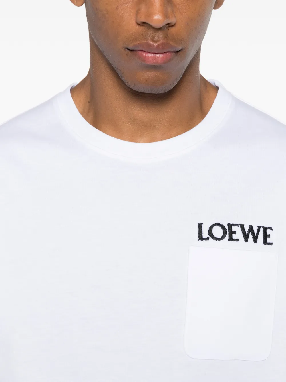 Loewe Logo-embroidered Cotton-blend Jersey T-shirt In White