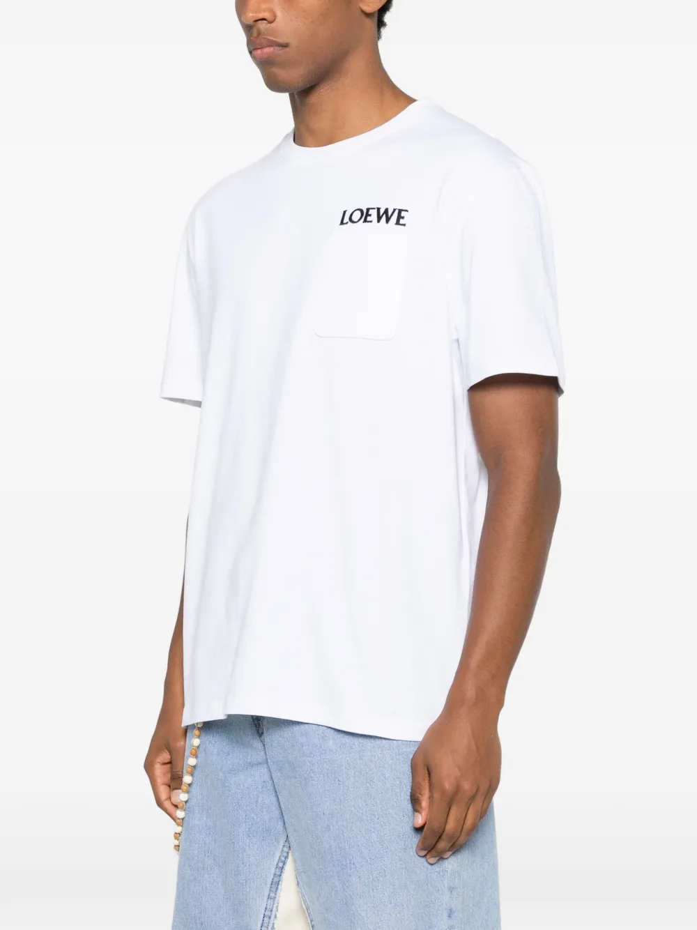 Loewe Logo-embroidered Cotton-blend Jersey T-shirt In White