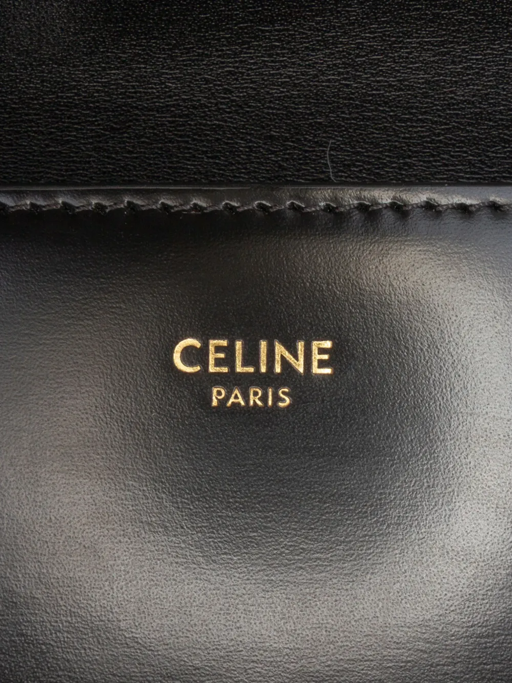 Pre-owned Celine 2023 Shiny Calfskin Triomphe College Crossbody Bag In Black