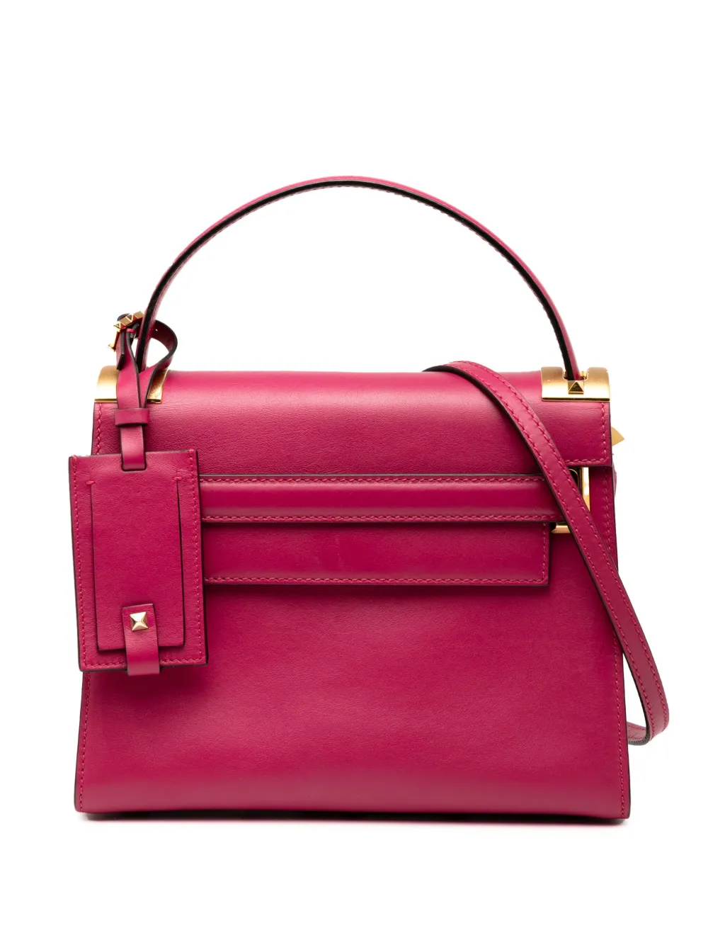 Pre-owned Valentino Garavani 2000-2017 Small Leather My Rockstud Frame Satchel In Pink