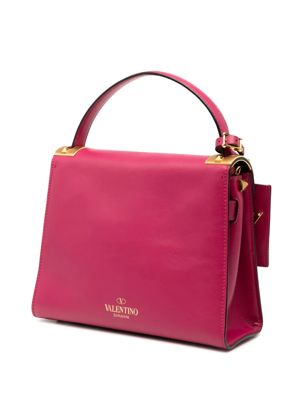 Pre-owned Valentino Garavani 2000-2017 Small Leather My Rockstud Frame Satchel In Pink