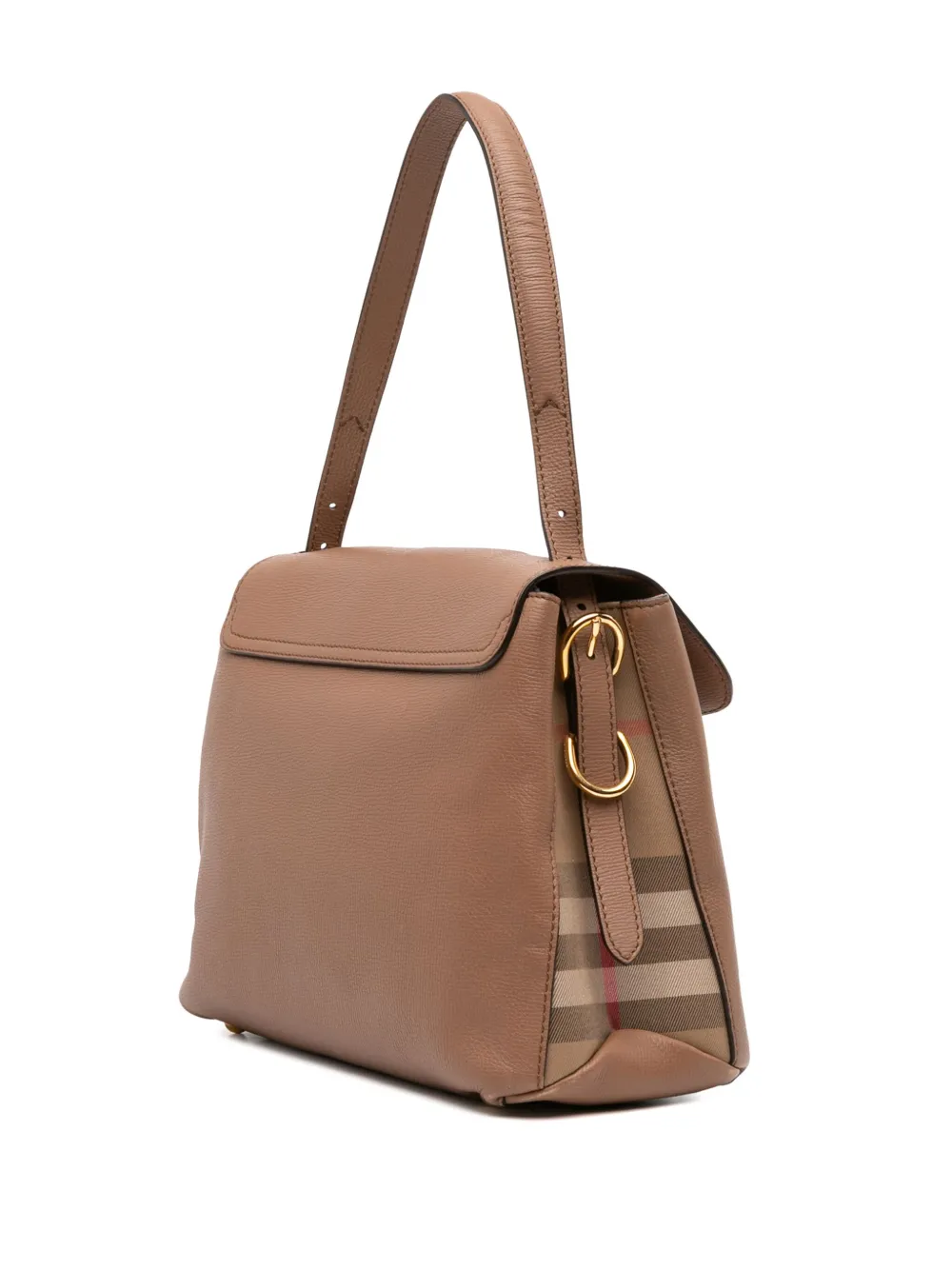 Pre-owned Burberry 2000-2017 Medium Calfskin And House Check Camberley Satchel In Brown