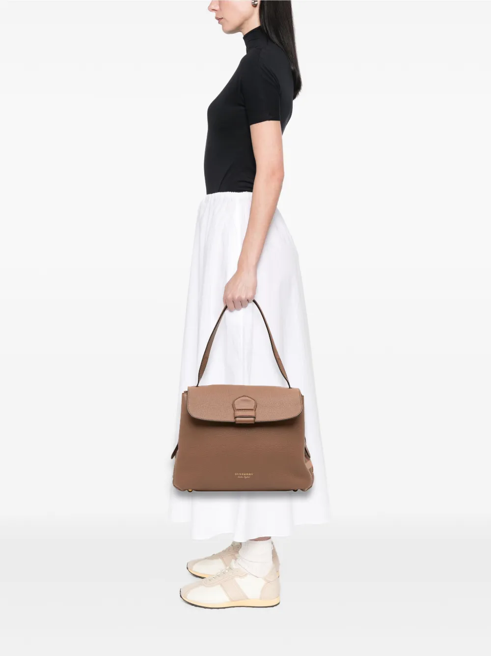 Pre-owned Burberry 2000-2017 Medium Calfskin And House Check Camberley Satchel In Brown