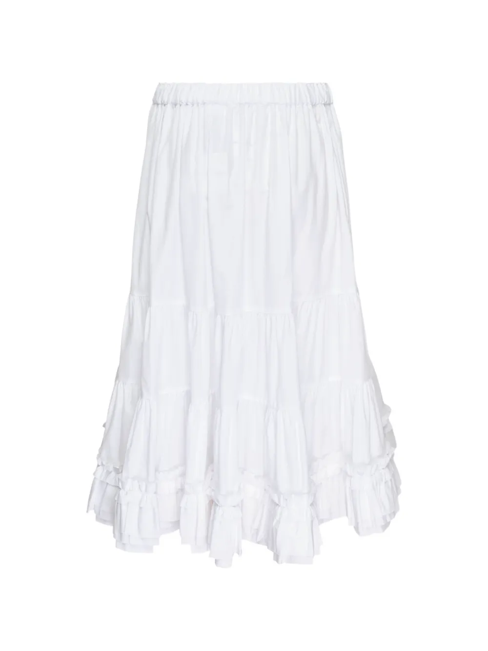 Comme Des Garçons Girl Teiban katoenen-midi-rok met ruches Wit