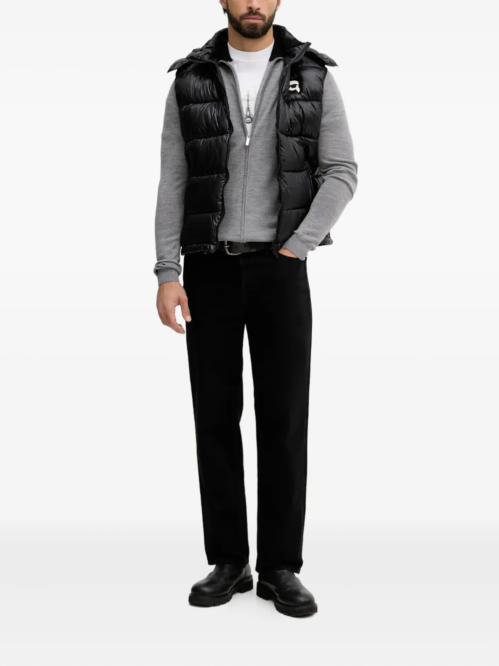 Karl Lagerfeld zip-up logo-embroidered sweater - Grijs