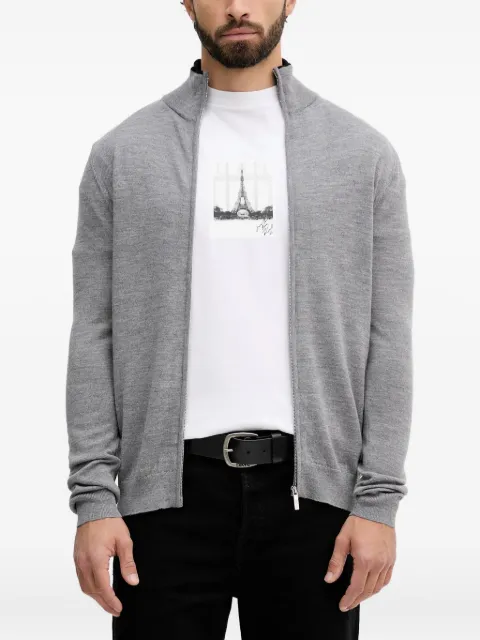 Karl Lagerfeld zip-up logo-embroidered sweater