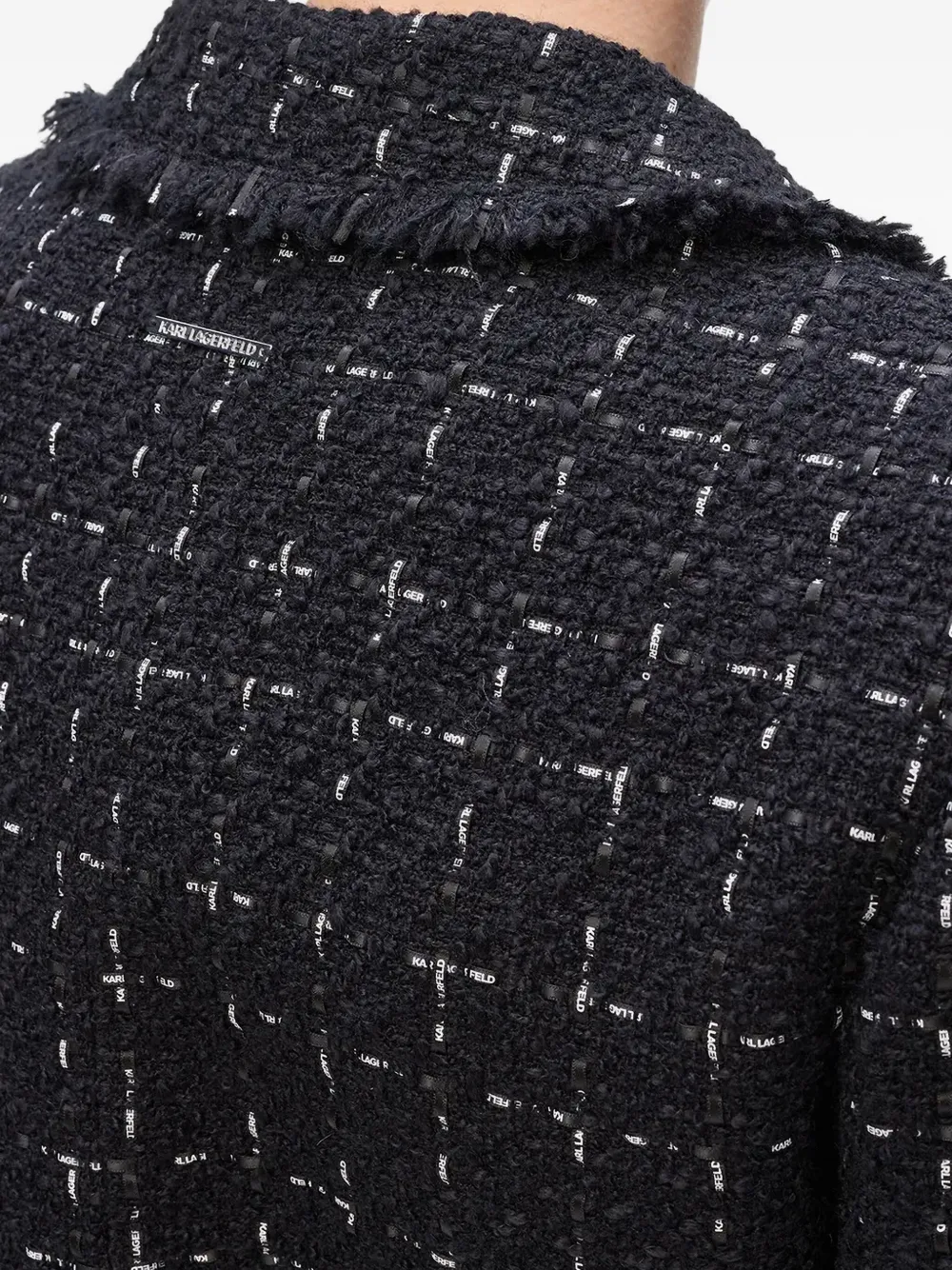 Karl Lagerfeld Single-breasted Tweed Blazer In Animal Print