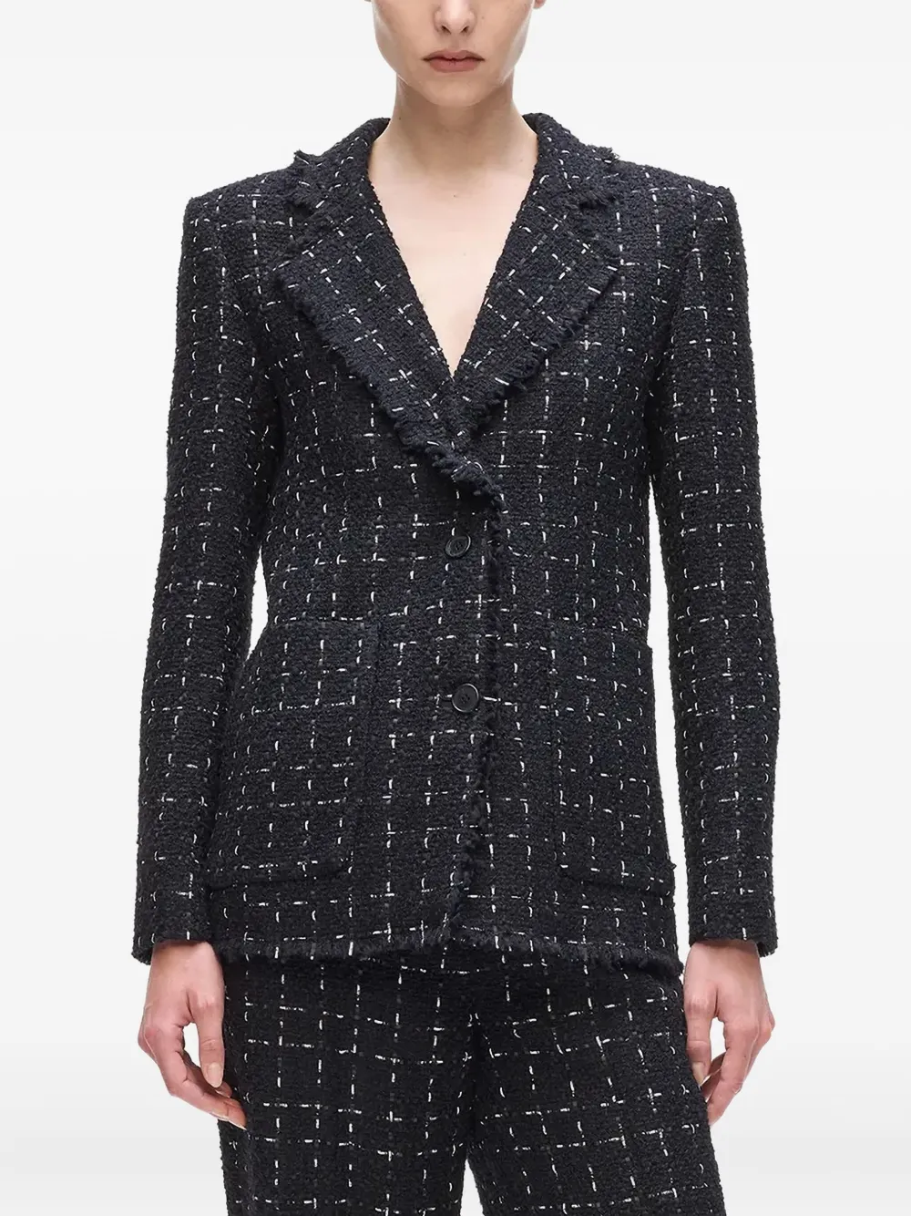 Karl Lagerfeld single-breasted tweed blazer | negro | Image 1
