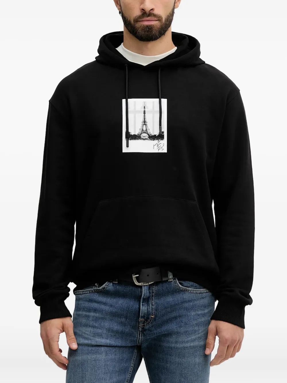 Karl Lagerfeld X Paris Hilton Printed Hoodie In Black