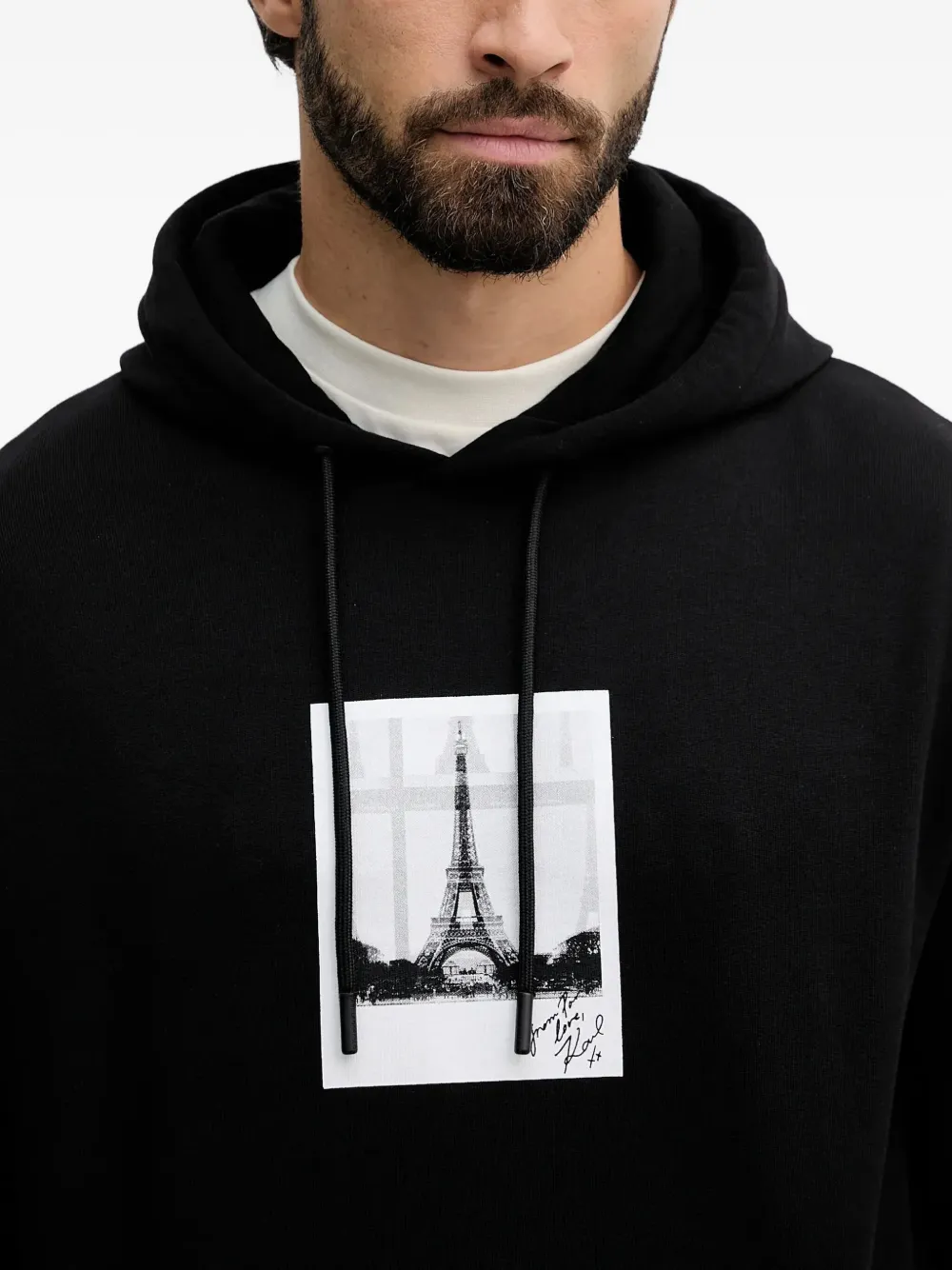 Karl Lagerfeld X Paris Hilton Printed Hoodie In Black