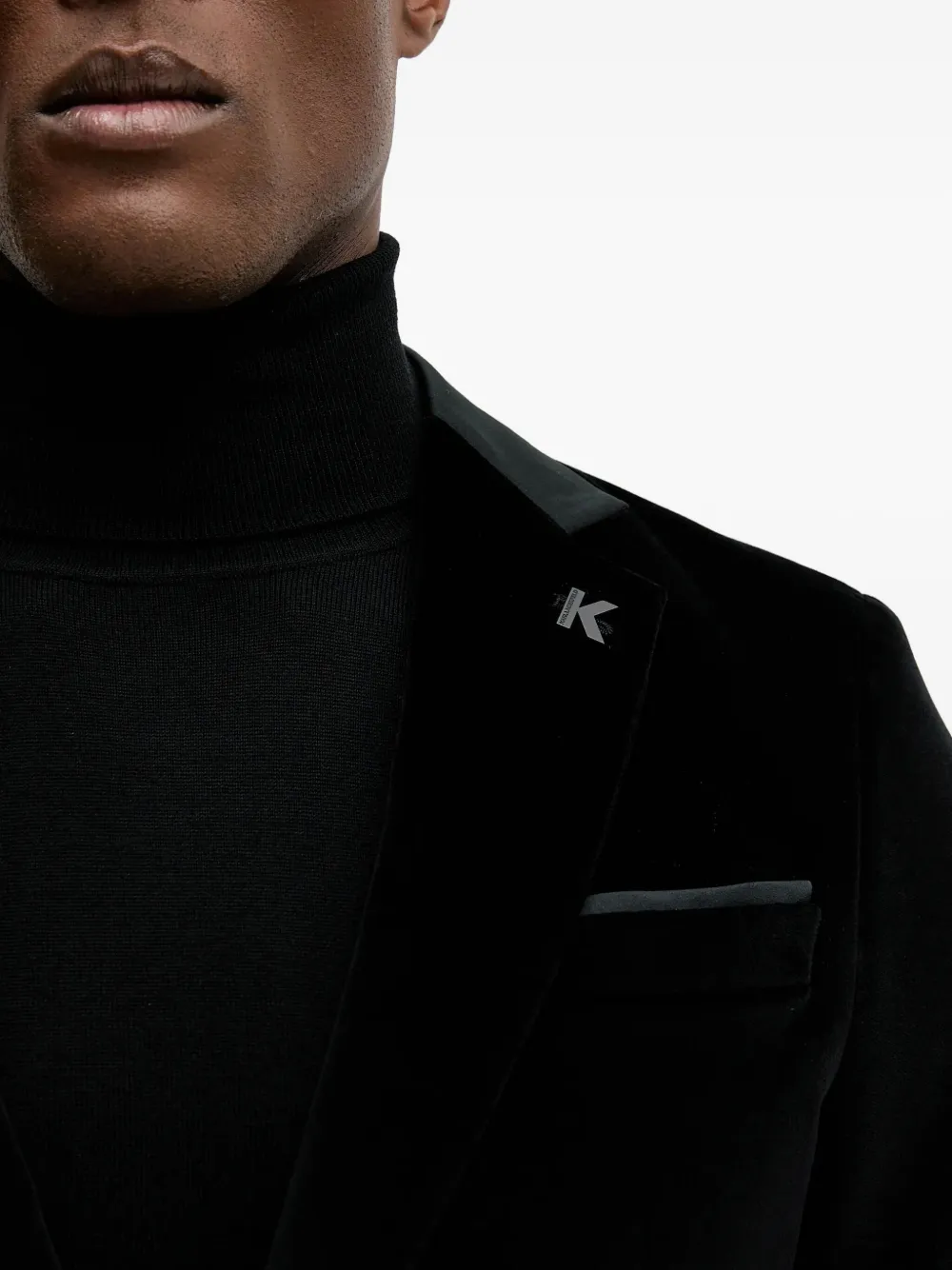 Karl Lagerfeld Velvet Blazer In Black