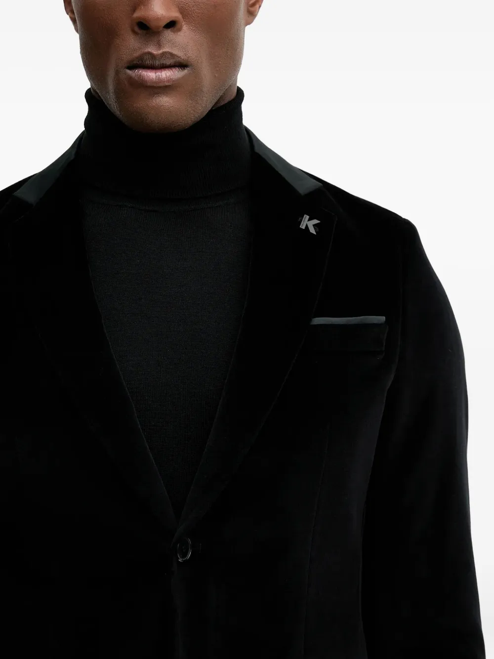 Karl Lagerfeld Velvet Blazer In Black