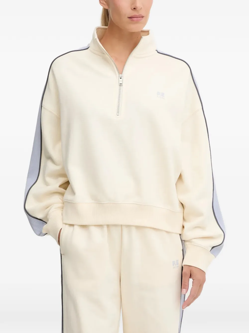 P.E Nation stripe-detail zip sweatshirt - Toni neutri