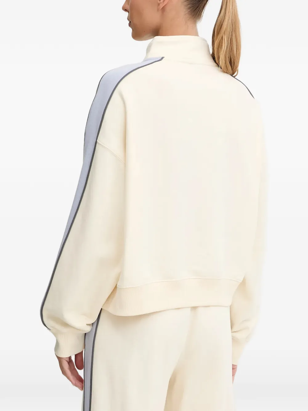  P.e Nation Stripe-detail Zip Sweatshirt - Neutrals 