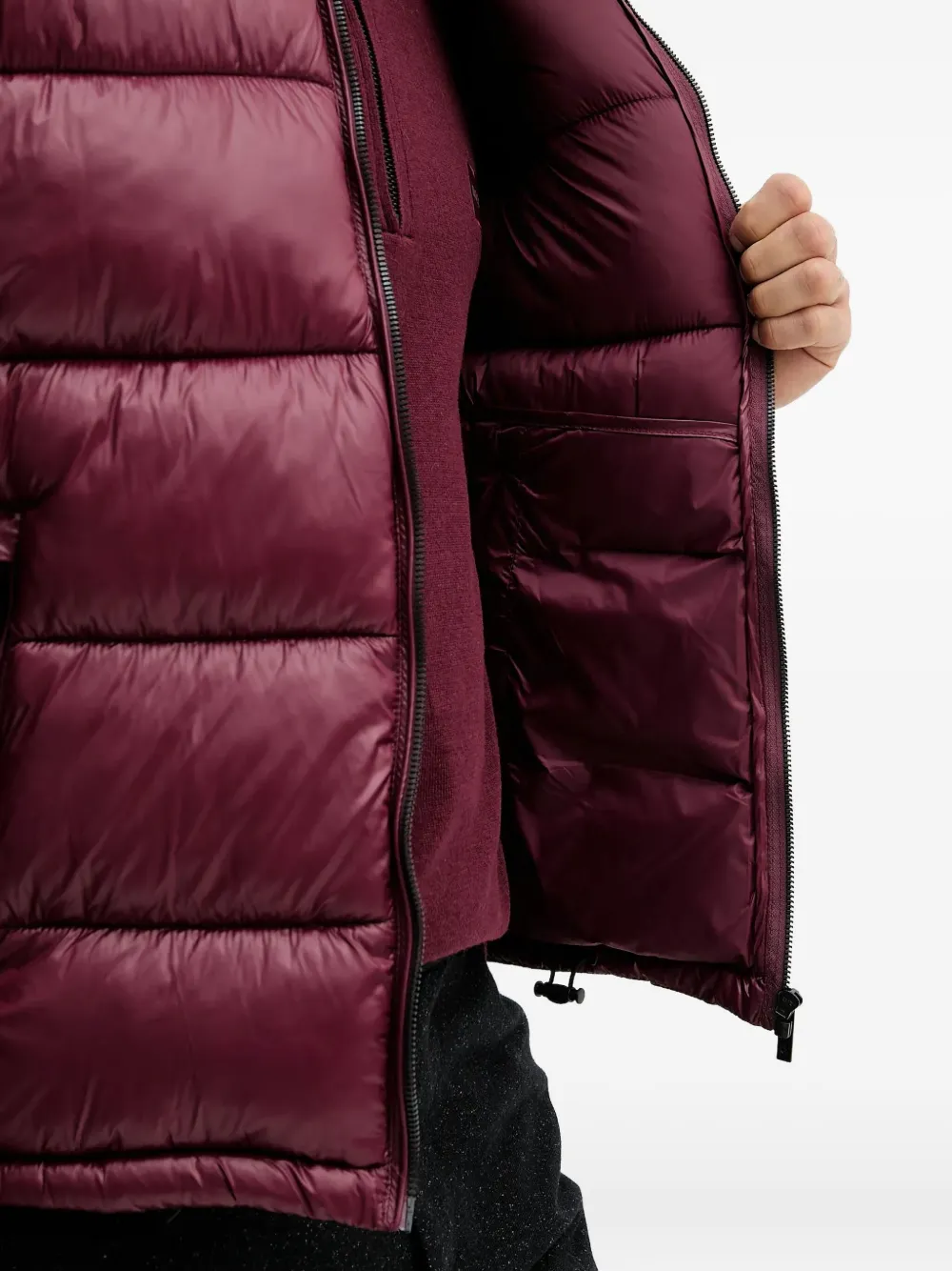 Karl Lagerfeld Hooded Padded Gilet In Red