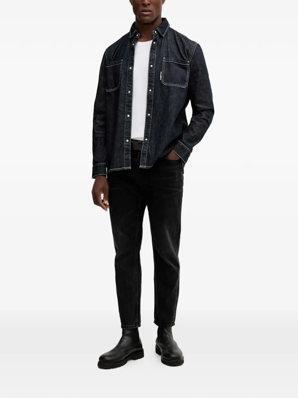 Karl Lagerfeld contrast-stitching shirt - Blauw