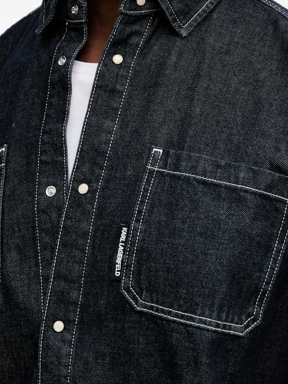 Karl Lagerfeld Overhemd met contrasterend stiksel Blauw