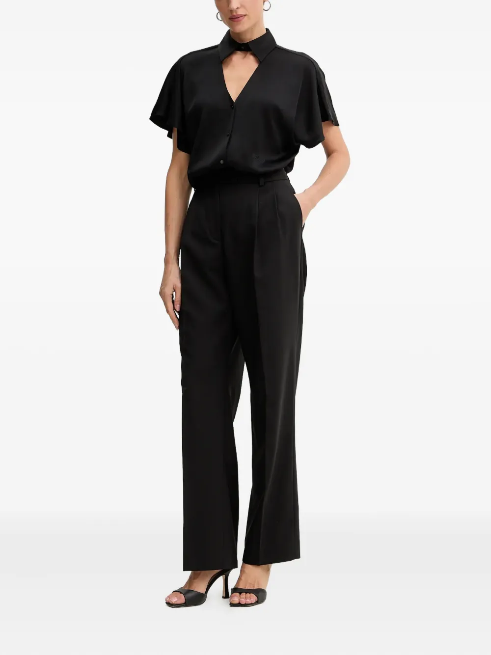 Karl Lagerfeld cut-out short-sleeve shirt - Zwart