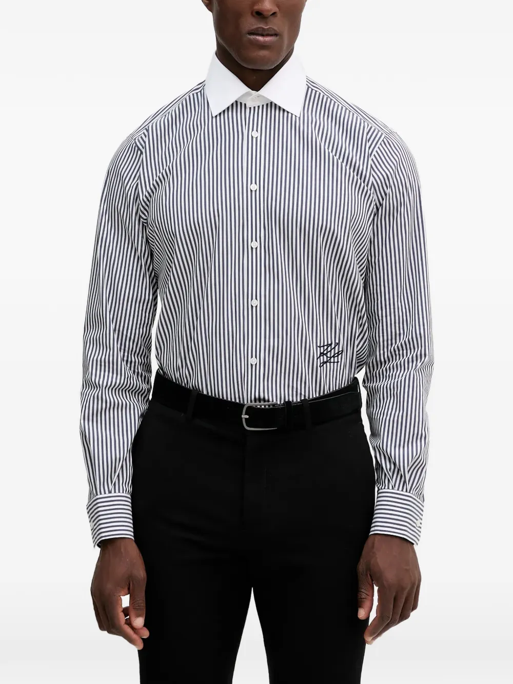 Karl Lagerfeld striped embroidered shirt - Bianco