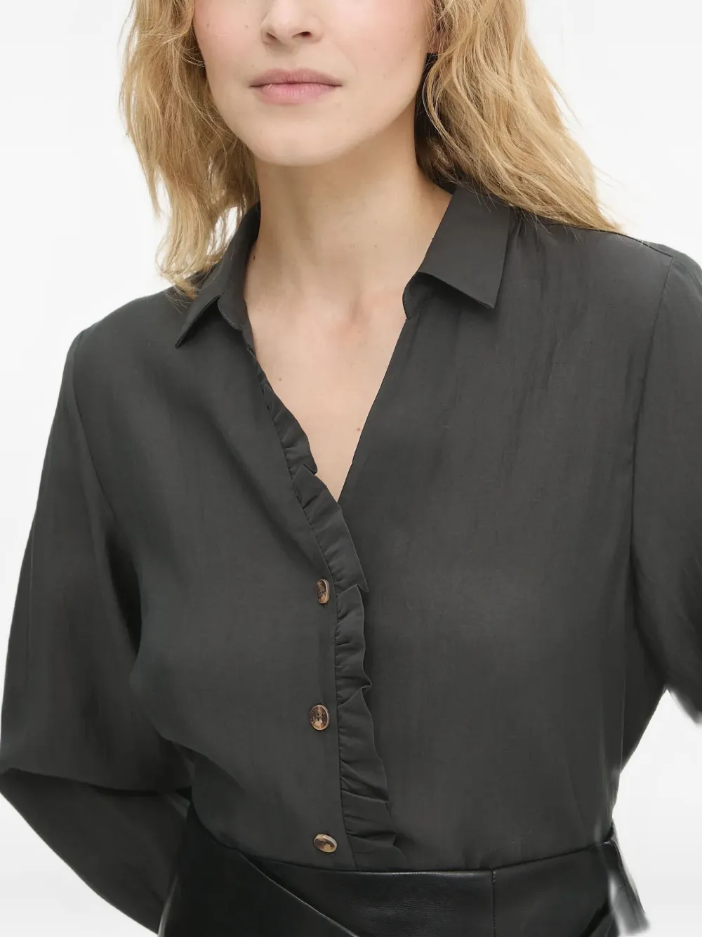 荷叶边纽扣衬衫