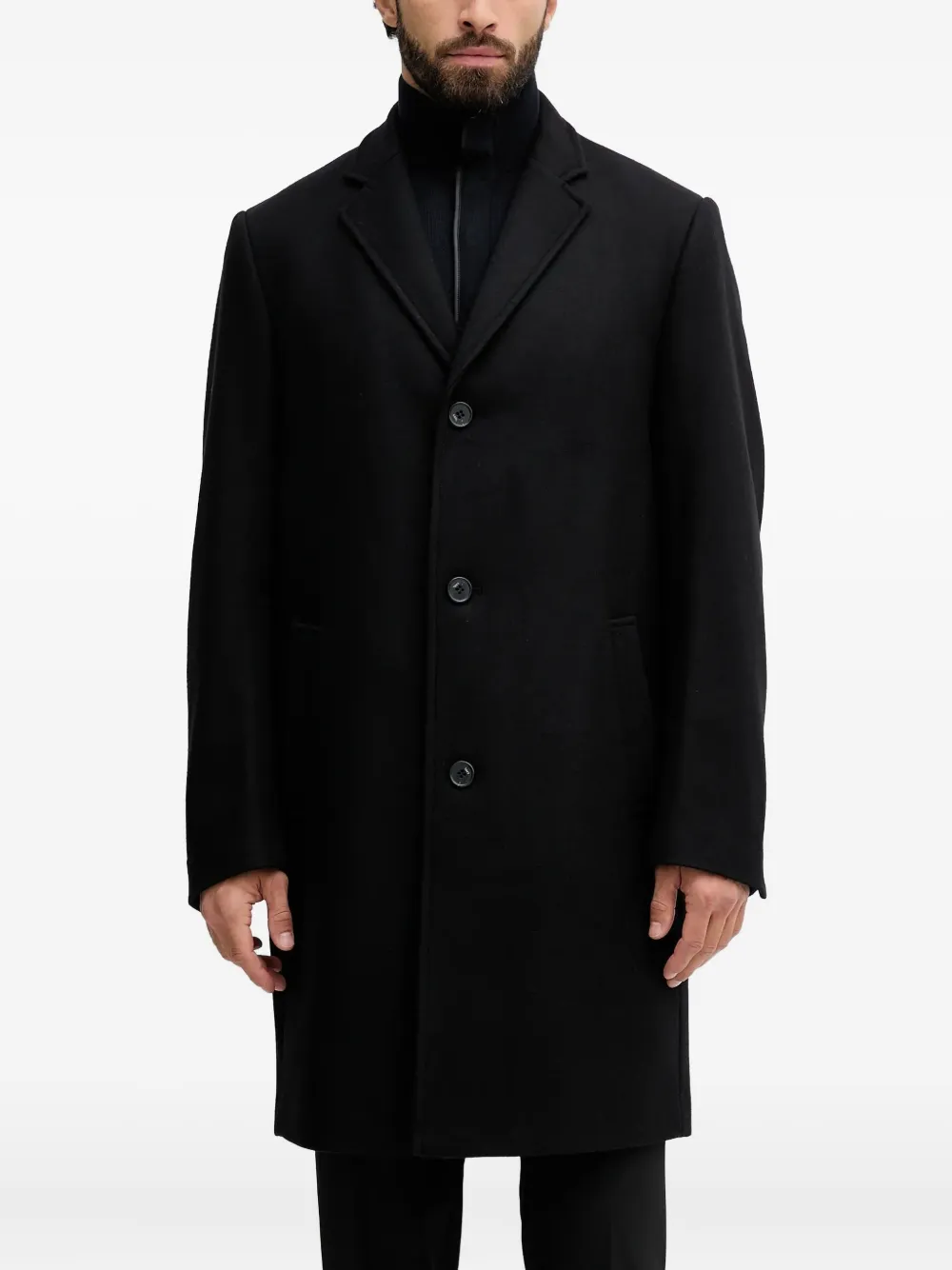 Karl Lagerfeld button-up single-breasted coat | Black | Image 1