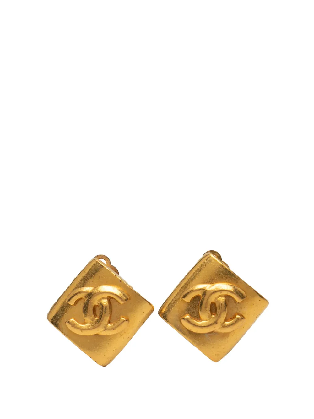 CHANEL Pre-Owned 1996 ゴールドプレーテッド ココマーク ランバス クリップオン コスチューム イヤリング - CHANEL Pre-Owned 1996 ゴールドプレーテッド ココマーク ランバス クリップオン コスチューム イヤリング -