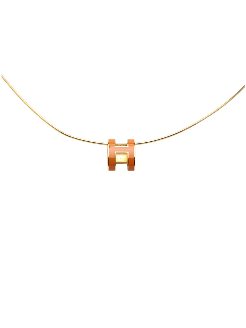 Pre-owned Hermes 2000-2020 Gold Plated Enamel Pop H Pendant Necklace Costume Necklace