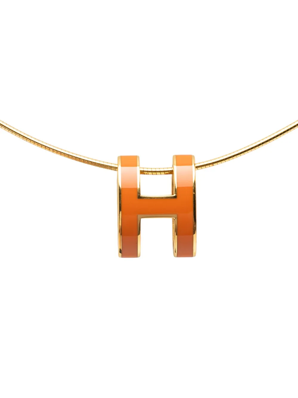 Pre-owned Hermes 2000-2020 Gold Plated Enamel Pop H Pendant Necklace Costume Necklace