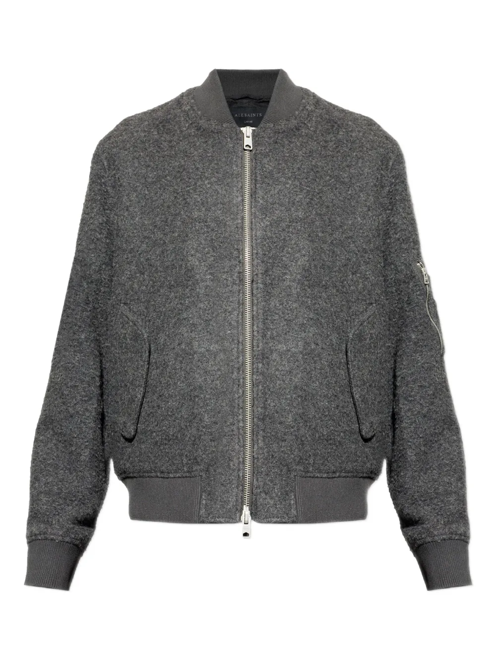 AllSaints Saku Bomberjacke mit Reißverschluss - Grau