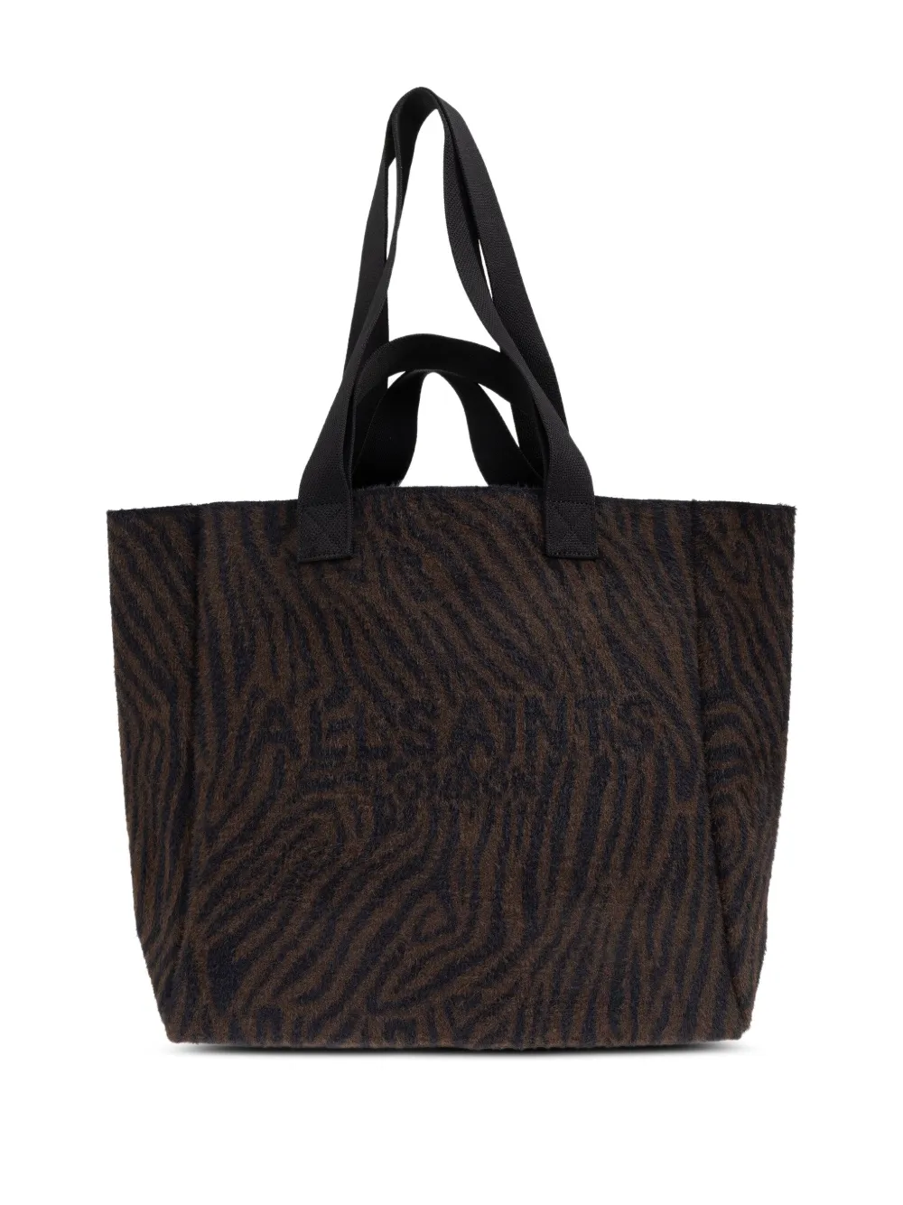AllSaints Izzy zebra-print tote bag | Brown | Image 1