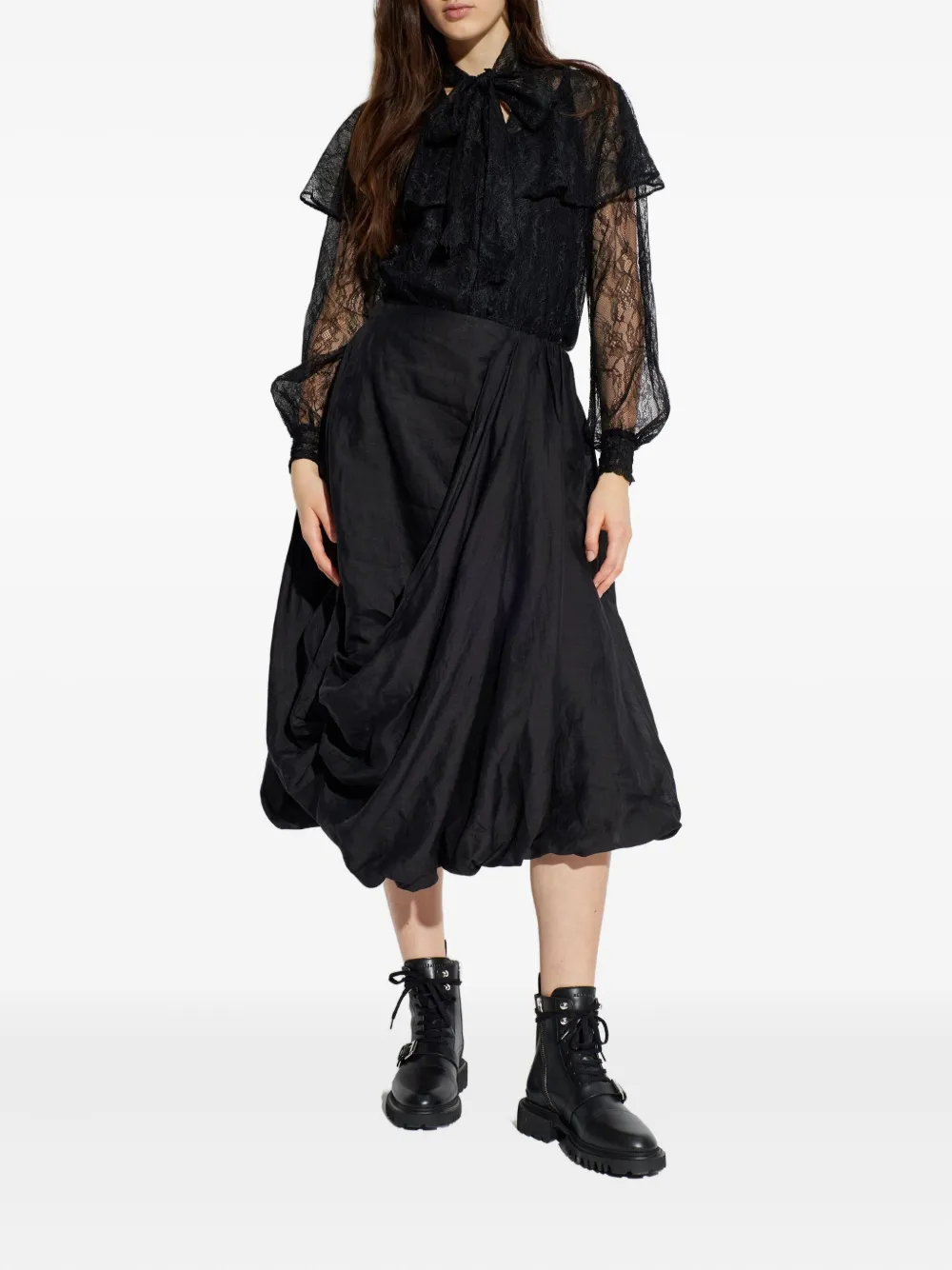 AllSaints Athena blouse met kant en strik - Zwart