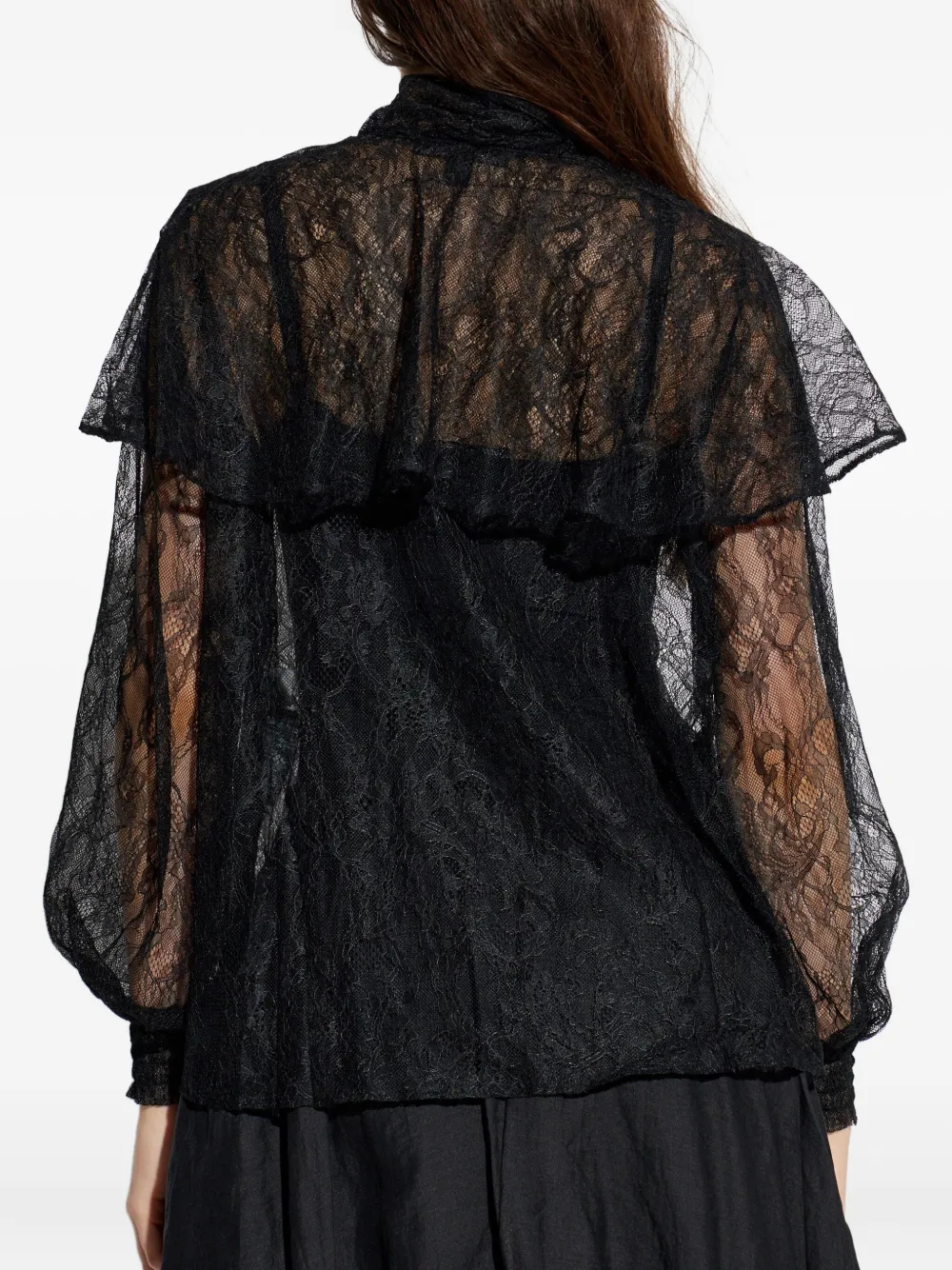 AllSaints Athena blouse met kant en strik Zwart