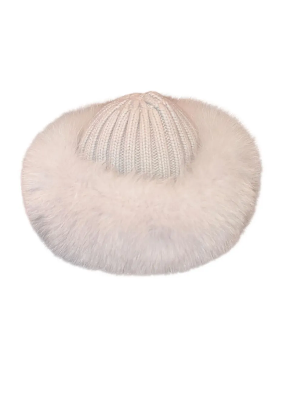Nima 1708 Ribbed Fur Hat In Neutral