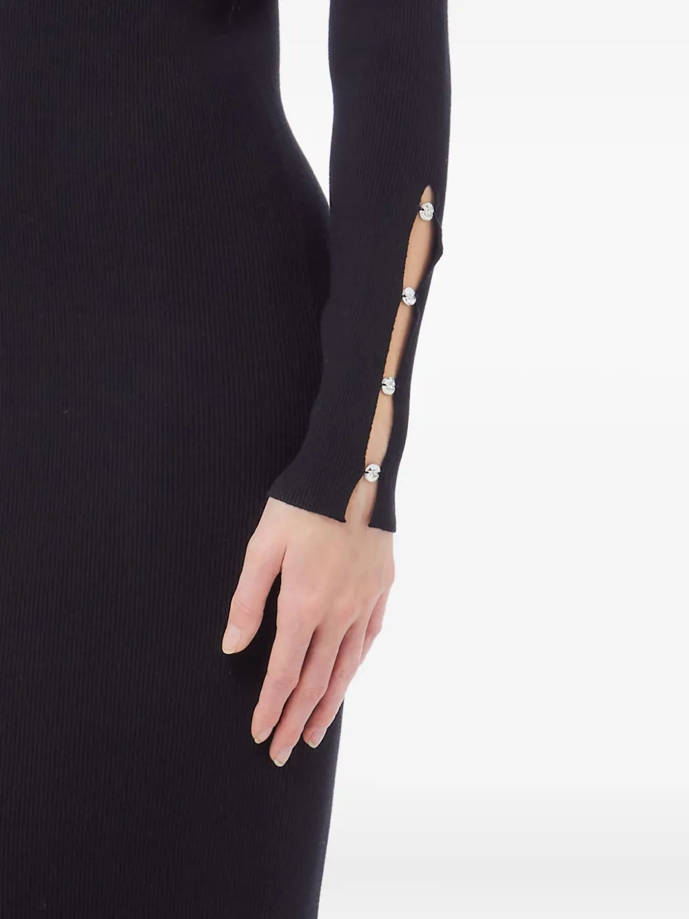 LIU JO Jurk met verfraaide mouwen en V-hals Zwart