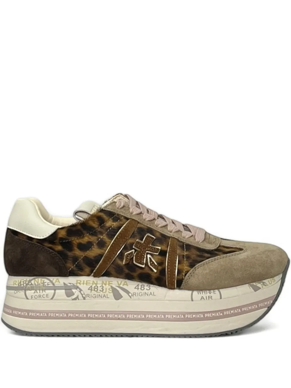 Premiata Beth leopard-print platform sneakers Bruin