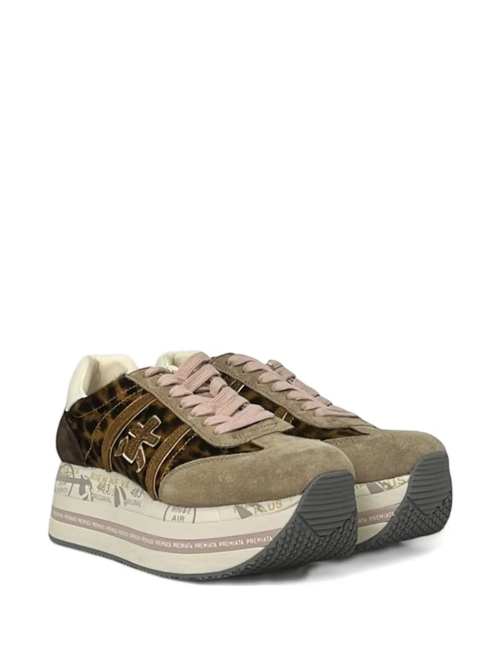 Premiata Beth leopard-print platform sneakers - Bruin