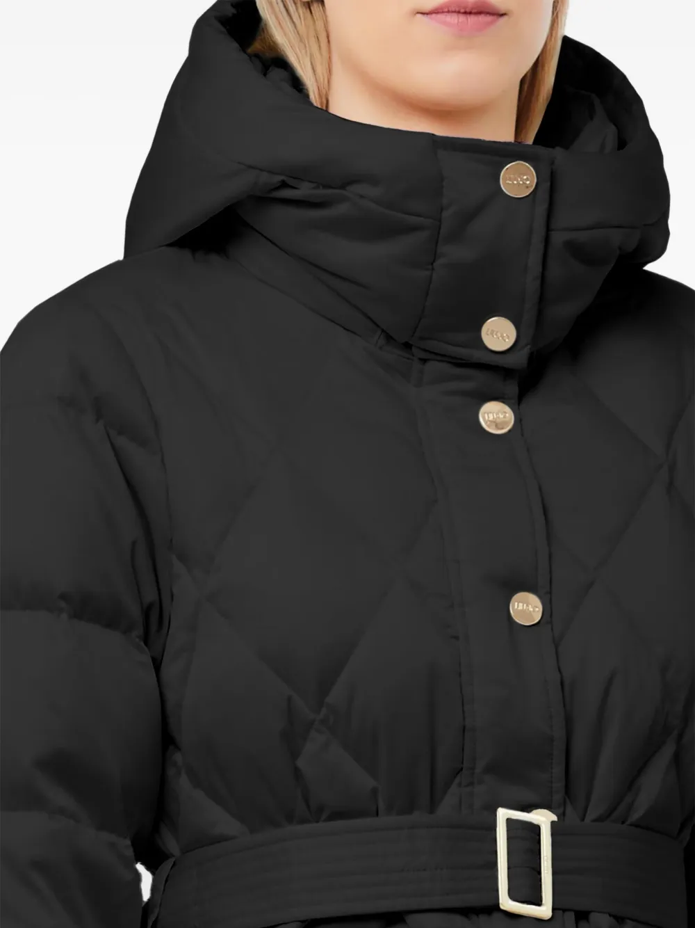 Liu •jo Quilted Belted Puffer Jacket In Black