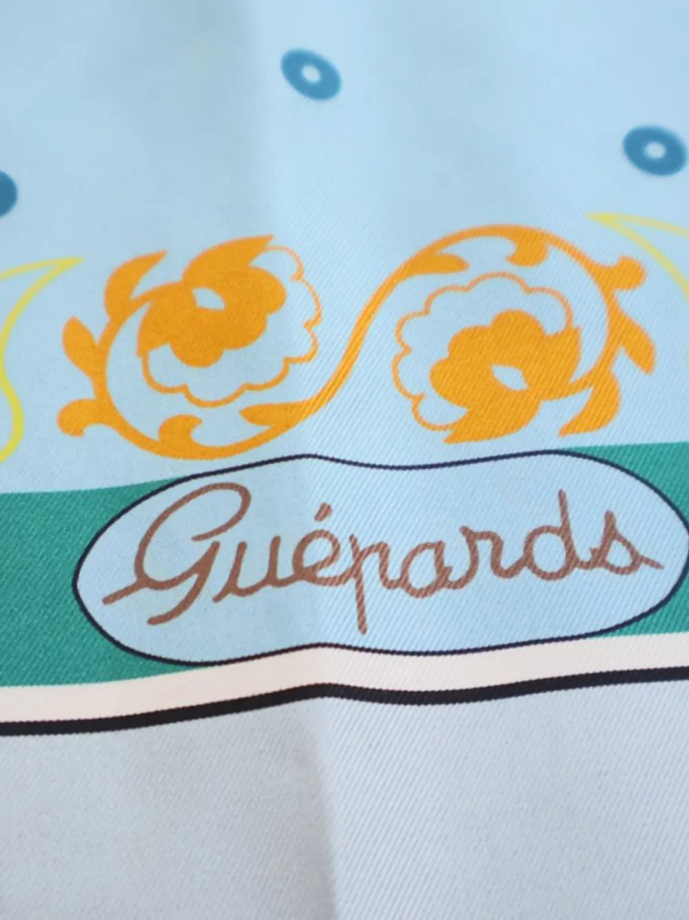 Pre-owned Hermes 2010-2025 Guepards Bandana Double Face Silk Scarf Scarves In Blue