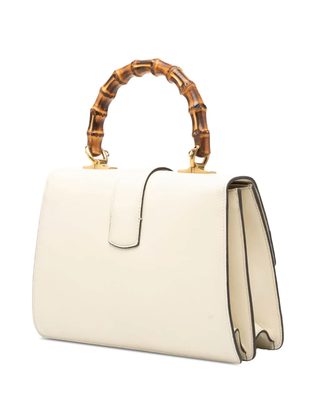 Pre-owned Gucci 2016-2025 Medium Leather Bamboo Dionysus Web Satchel In White