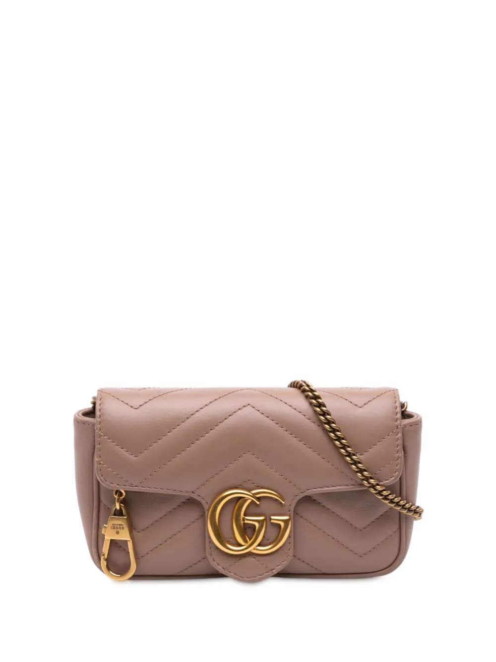 Pre-owned Gucci 2016-2025 Mini Gg Marmont Matelasse Leather Flap Crossbody Bag In Brown