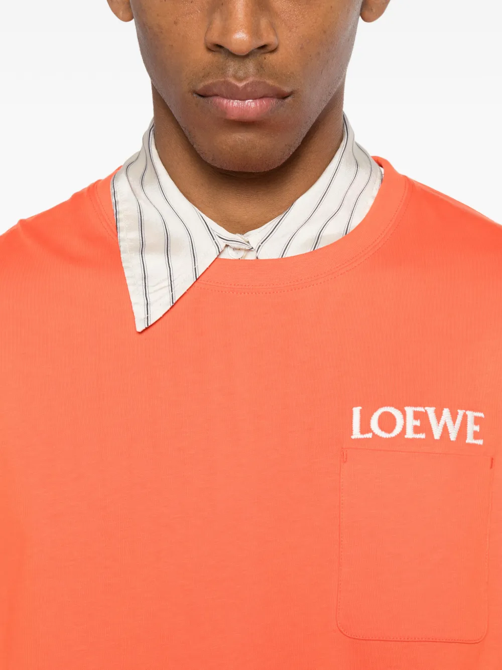 Loewe Logo-embroidered Cotton-jersey T-shirt In Orange
